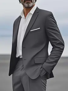 Men's Double-Breasted Suit Jacket, Spring & Fall New Slim Fit Long Sleeve Formal Outerwear, Business Casual Party Wear, Gift, Wedding, Graduation, Office