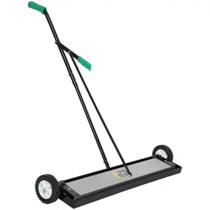 TUFFIOM 36-Inch Rolling Magnetic Pick-Up Sweeper | 55-LBS Capacity, with Quick Release Latch & Adjustable Long Handle, for Nails Needles Screws Collection