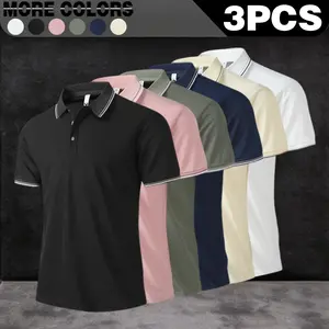 Summer new style men's Polo shirt T-shirt business lapel short-sleeved simple and breathable stand collar pure color short-sleeved T-shirt