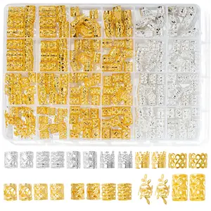 220 Pcs Gold & Silver Hair Jewelry for Braids 12 Styles Adjustable Metal Cuffs Clips for Dreadlocks High-Quality Flexible Accessories for All Occasions