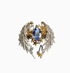 Unisex Angel Wing Costume Ring - Stylish, Versatile Fashion Accessory with Adjustable Opening