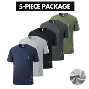 Men’s summer casual athletic short sleeves; men’s breathable workout tops with short sleeves; men’s moisture-wicking sports short sleeves; quick-drying, breathable, non-cling fit with a sporty, trendy feel—suitable for running, fitness, and everyday commu