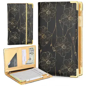 Server Books for Waitress Waiter with Zipper Pocket PU Leather Serving Book Pen Holder Fits Servers Apron