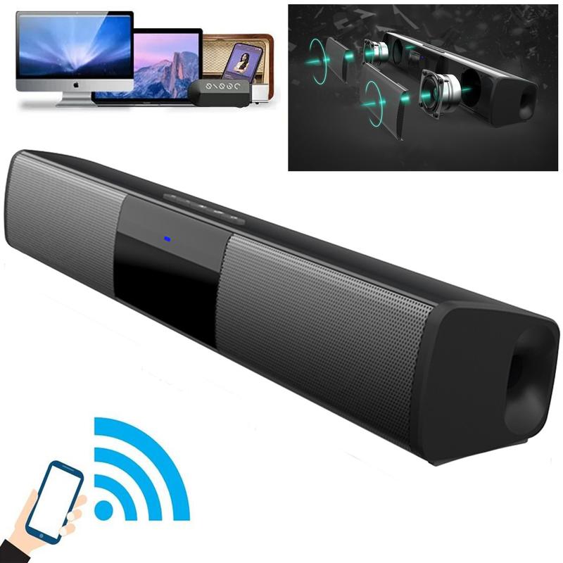 Bluetooth Soundbar Speaker For Smart TV laptop Home Theater Wireless Surround Sound Bar Stereo Rechargeable USB FM AUX TF BT Input Mode