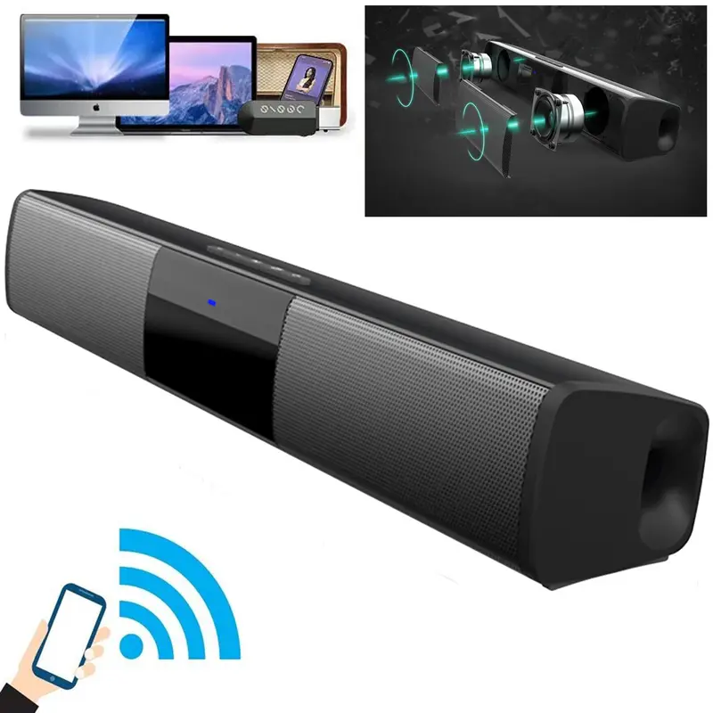 Bluetooth Soundbar Speaker For Smart TV laptop Home Theater Wireless Surround Sound Bar Stereo Rechargeable USB FM AUX TF BT Input Mode