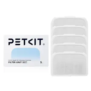 PETKIT Filter Unit Rect for EVERSWEET MAX Cordless Water Fountain, Replacement for 105 fl oz/3L Automatic Cat Fountain, 5 pack