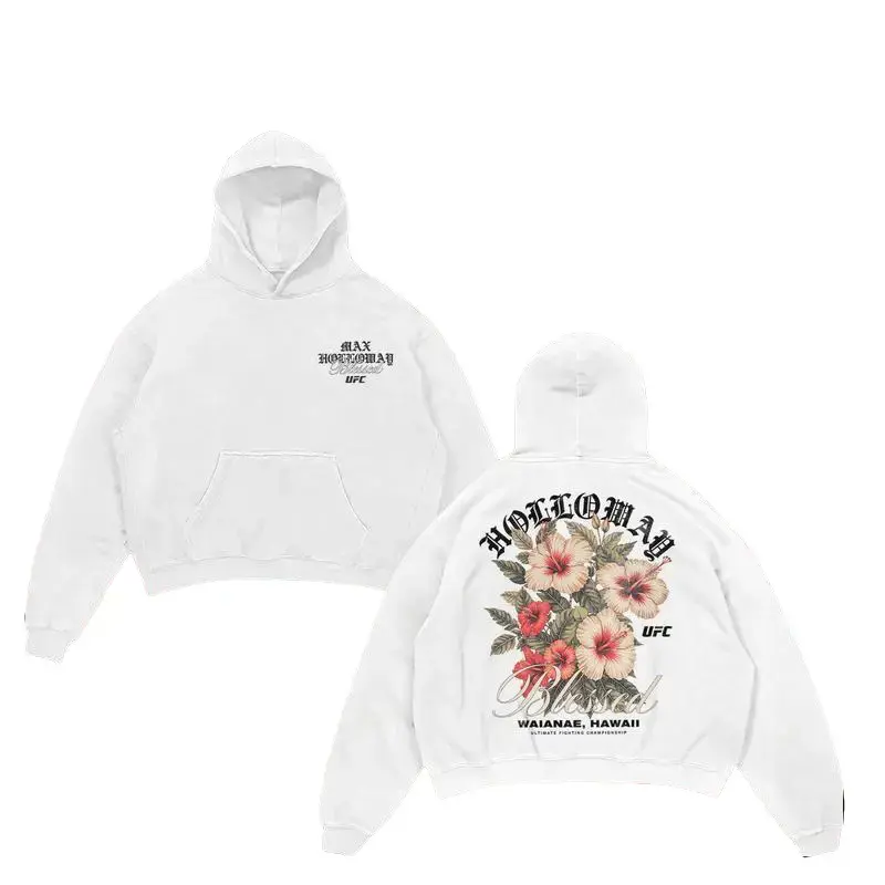 Unisex Oversized Hoodie UNDISPUTED Max Holloway "Blessed" Hawaii Hibicus UFC Heavy Blend Hoodie UFC 318 BMF Hoodie