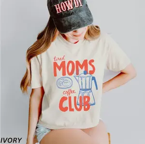 Tired Moms Coffee Club Graphic Crop Tee Funny Mom Life Boxy Shirt