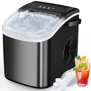 Countertop Ice Maker Portable Ice Machine, Basket Handle,Self-Cleaning Ice Makers, 26Lbs/24H, 9 Ice Cubes Ready in 6 Mins, S/L ice, for Home Kitchen Bar Party Convenience Efficiency Modern