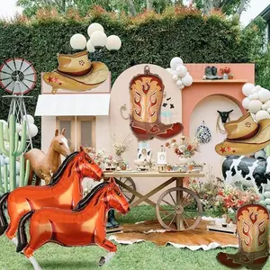 8 Pcs Cowboy Horse Theme Party Decoration Shape Horse Aluminum Film Balloons Cowboy Party Birthday Decoration Balloons Suitable for Events and Parties Room
