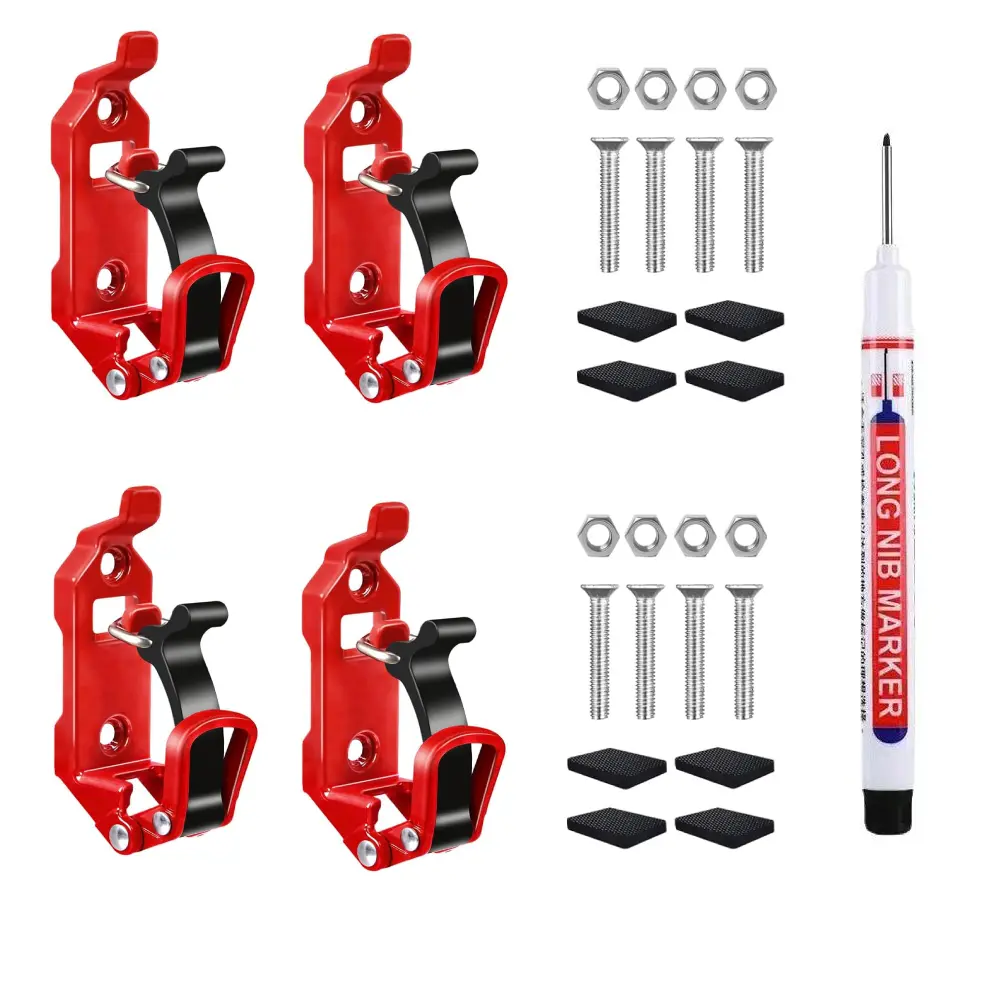 4 Packs Shovel Mount for Roof Rack, Metal Rubber Clamp Mounting Brackets Kit with 1Pc Marker Pen, Shovel Holder for Truck, Car Accessories for Boats, Overlanding Gear, Quick Release Axe Tool Holder