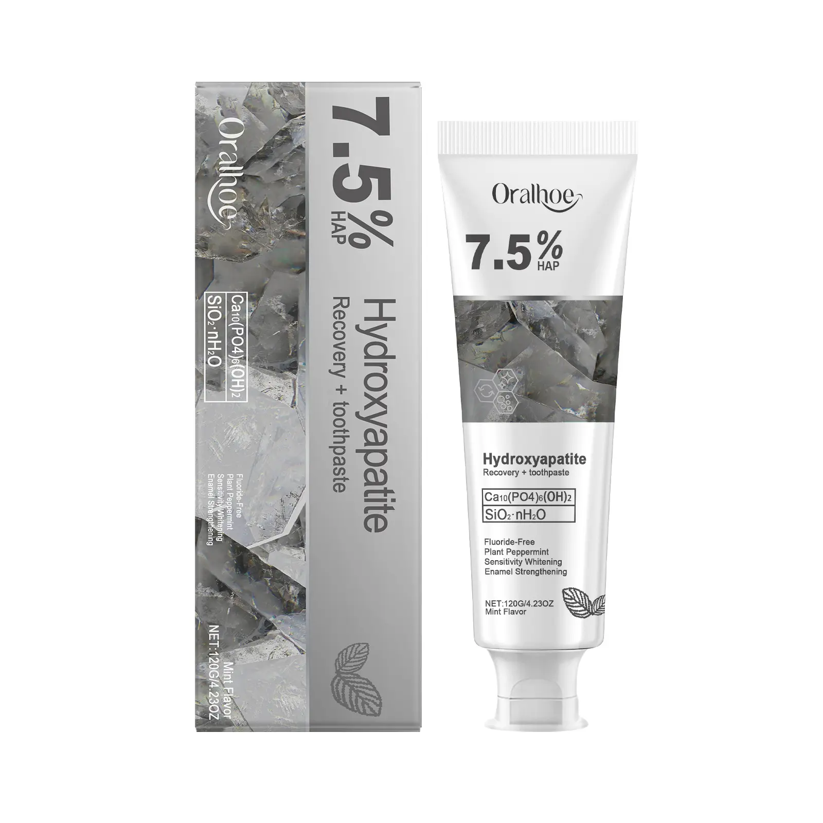 7.5% Nano Hydroxyapatite Toothpaste, Fluoride Free, Enamel Repair & Gum Health, Natural Peppermint, Sensitive