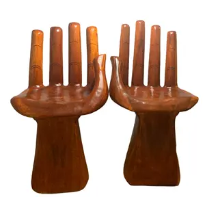 Hand‑Carved Wooden Hand Chair  Rustic Boho Accent Furniture, Buddha‑Inspired Sculptural Décor, Handmade Statement Chair