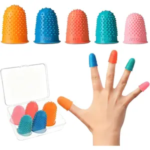 5 PCS Rubber Finger Tips Covers Finger Protectors in 5 Colors and Sizes Reusable Silicone Thimble Great for Paperwork Money Counting Sewing Cutting and Hand Embroidery