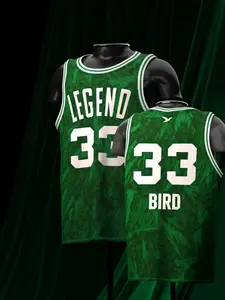 Larry Bird #33 Boston Legend Retro Basketball Jersey Green Textured Print Breathable Mesh Sleeveless for Bird Fans Supporters Retro Collectors, Streetwear Enthusiasts & Basketball Legend Lovers