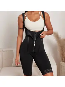 Women's High Waist Shapewear Two-In-One, Pure Color Zipper Slimming Underwear, Tummy Control Butt Lifting, Daily Wear