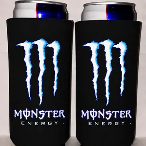 Blue Claw Energy Can Cooler, Monster Inspired Slim Koozie, Neon Energy Drink Sleeve, Black Beverage Holder, Gamer Party Drink Cooler