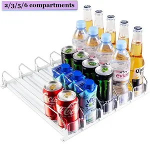 🥤🔥 Self-Pushing Soda Can Dispenser for Refrigerator, Width Adjustable Fridge Drink Organizer, Fridge Organizers and Storage, Perfect Storage Solution for Beer, Soda Cans and Water Bottles, Must-Have Kitchen Fridge Organization Gadget