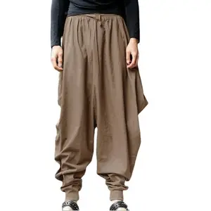 Mens Harem Pants Linen Yoga Beach Baggy Summer Boho Aladdin Genie Pants