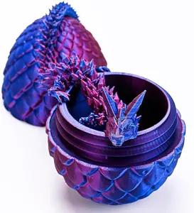 3D Printed Dragon with Surprise Egg, Articulated Crystal Dragon in Egg, Executive Dragon Fidget Desk Toys Decorative Egg Gifts for Boys Kids Home Decor(Purple)