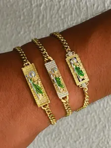 St. Mary Bracelet Copper Zirconia Accents High-End Men's Bracelet Suitable for Daily Wear, Stylish Accessory for Everyday Use