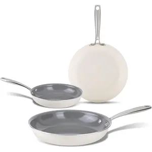Non Stick Frying Pans - 8 9.5 11 Inches 3 count Set Ceramic Nonstick Omelet Egg Pans for Daily Cooking
