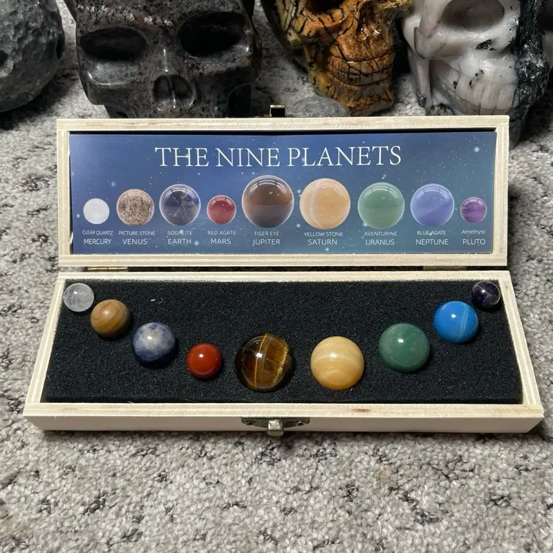 Nine Planets Crystal Set!  Real stones for each planet  Perfect for gifts, decor & crystal lovers