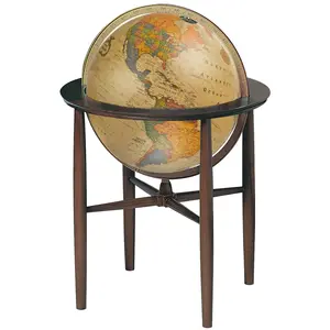 Replogle Made In USA Austin 16″ Antique Illuminated Floor Globe with Hardwood Stand and LED Light for Home Decor