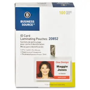 Business Source  Laminating Pouches-Govt Card-5Mil-2.94 in. x 4.13 in.-100-BX-CL