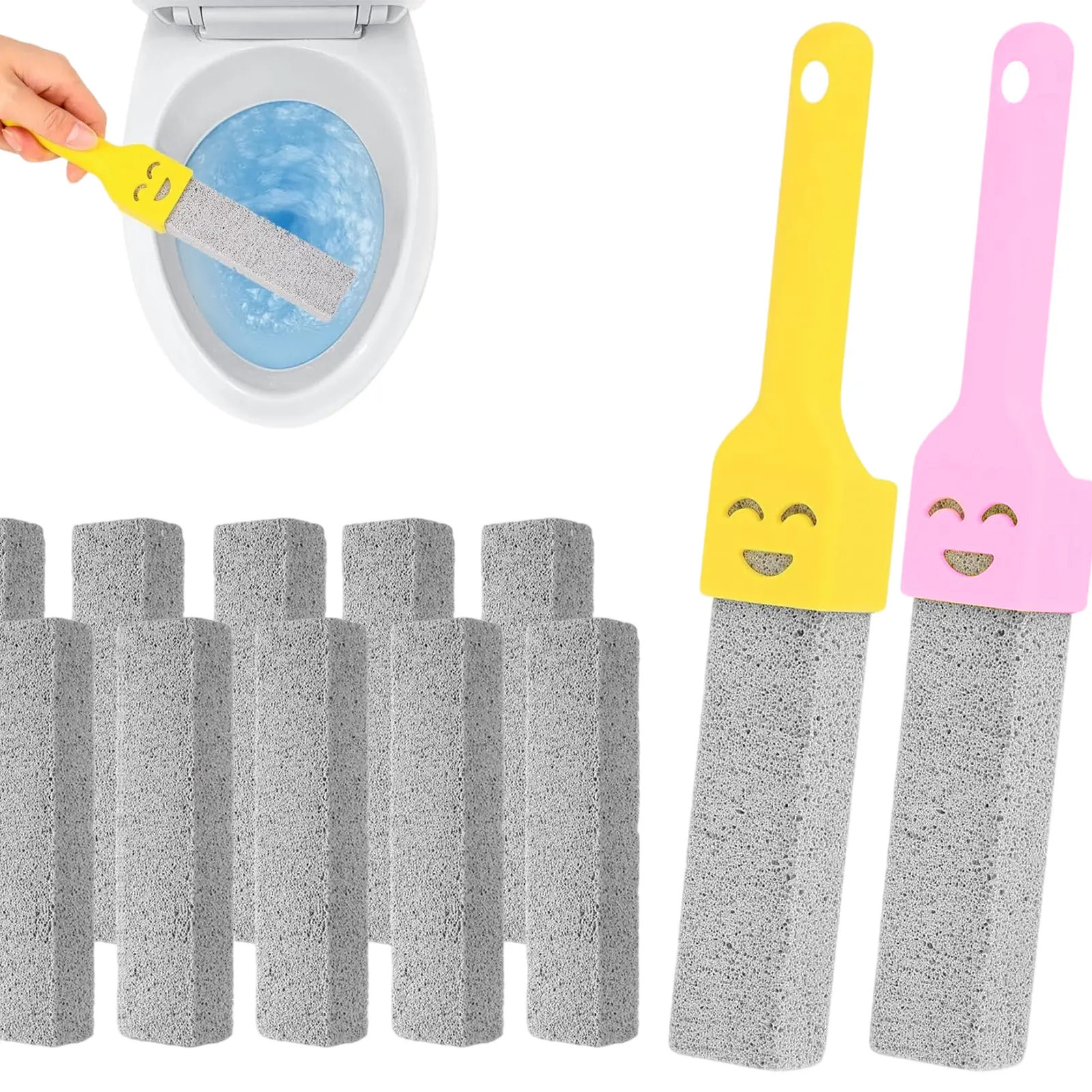12 Pack Pumice Stone for Toilet Cleaning, Extra Long Handle Pumice Cleaner, Effective Limescale & Bowl Ring Stain Remover for Toilet, Bathtub, Tile and Pool Surfaces
