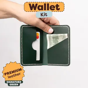 DIY Leather Wallet Kit for Beginners – Make Your Own Handmade Wallet – Full Grain Leather Craft Kit with Tools – Card Holder Wallet