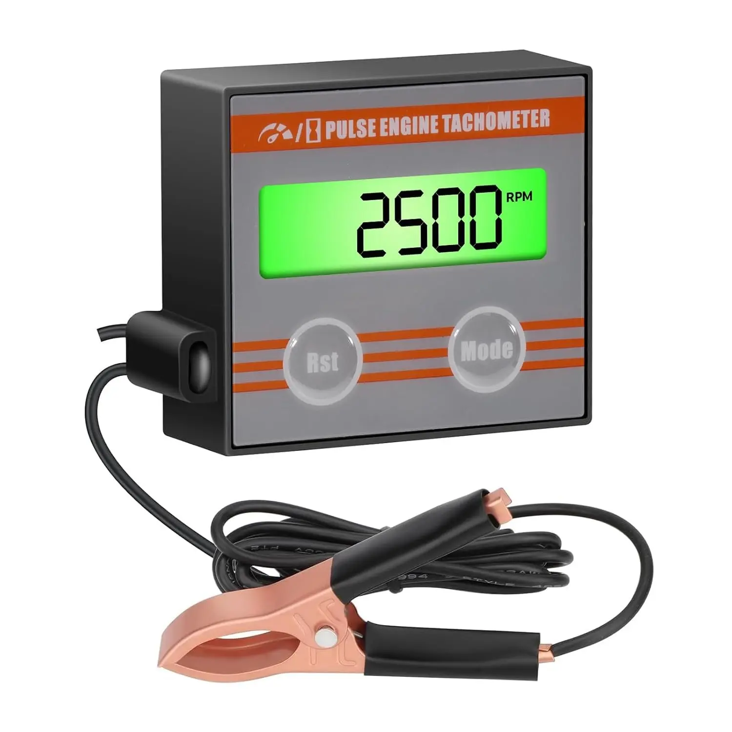 Digital Engine Tachometer Inductive with Clip - Mini Tach Gauge with Hour Meter & Backlight, Multi-Purpose Engine Meter for Lawnmower,Compressors, Generators, Off-Road Cars