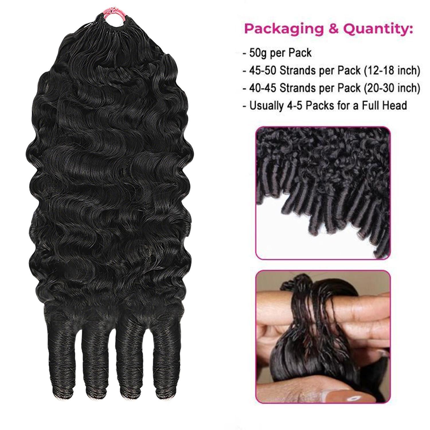[Lowest Price] Mihugass 100% Crochet Human Hair Burmese Curly Wave Pre Separated Miracle Knots Hair Bundles 50g/Pack Feather Crochet Human Hair Extensions Curly & Water Wave Textures with Crochet Hook Natural Black
