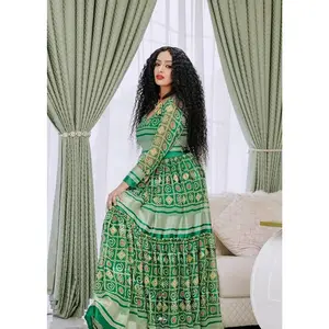 Green Habesha Chiffon Dress