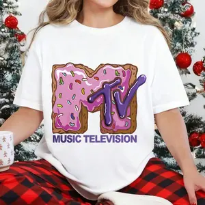 100 Percent Cotton Casual Style T-Shirt Mtv Donut Logo Design For Music Lovers Summer And Fall Wear Perfect Gift For Teenagers And Young Adults