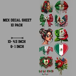 Mexico uvdtf Decal Sheet 10 Pack - 10-4.5 Inch, 6-1 Inch