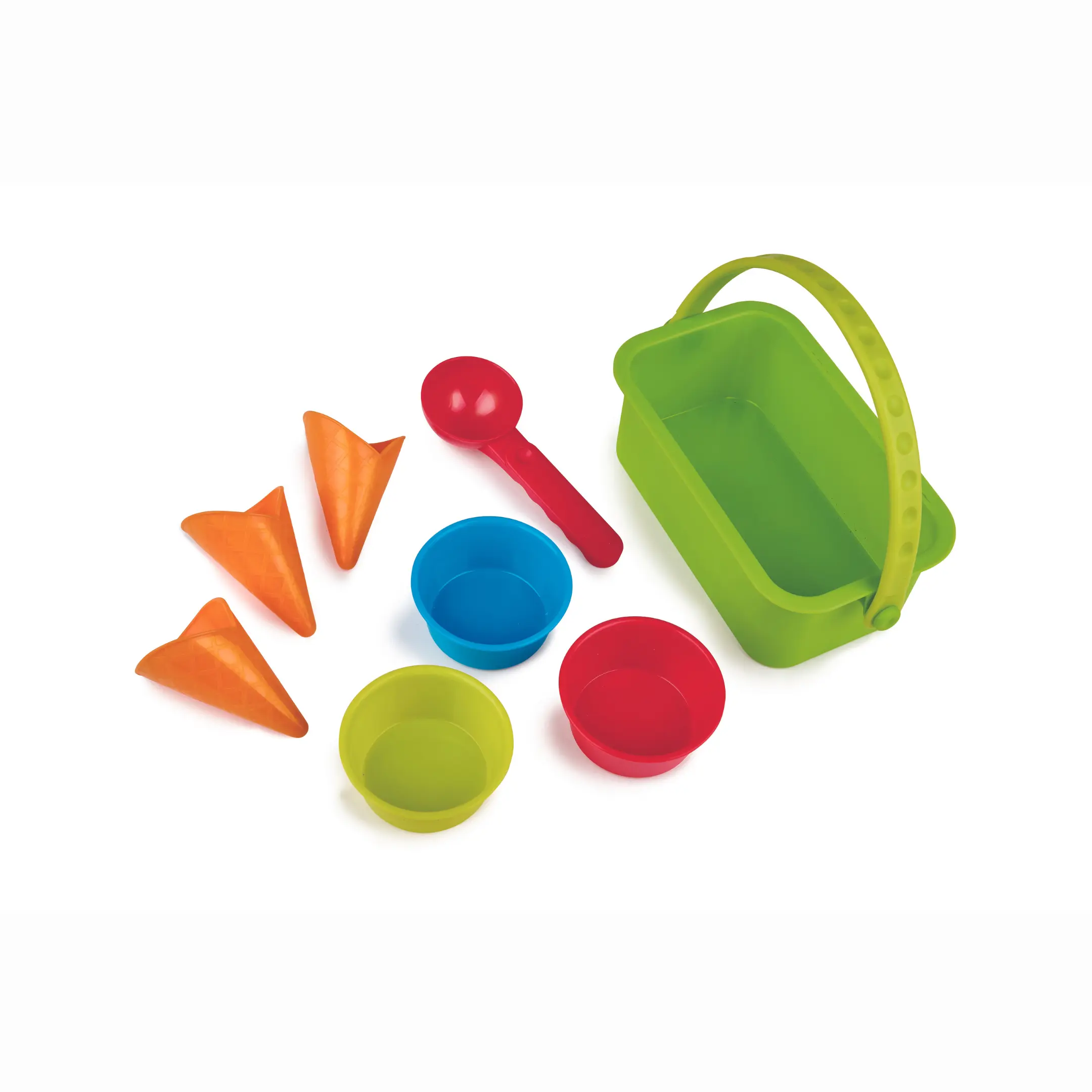 Hape Unisex Kids' Ice Cream Shop Sand Toy Set with Cone or Cup, Moldable Sand, Play Props Included - ASTM F963, EN 71 Certified, Safe Materials, European and American Standard, Ideal for Beach Days with Kids, Toy Use Only, Sand Toys
