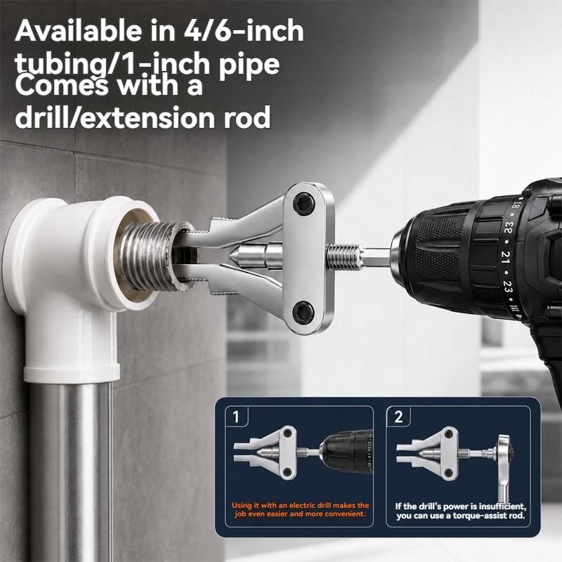 Broken Pipe Thread Extractor, Universal 1/2" 3/4" 1" Pipe Nipple Remover, Drill Powered Broken Thread Removal Tool for Rusty Faucet & Pipe Nipples