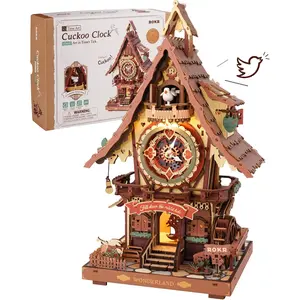 3D Wooden Puzzles for Adults, Cuckoo Clock Model Kit, Room Home Decor DIY Watch Making Kit Functional Mechanical Building Toys, Hobbies Birthday Christmas Day Gifts for Men Women Kids 14+
