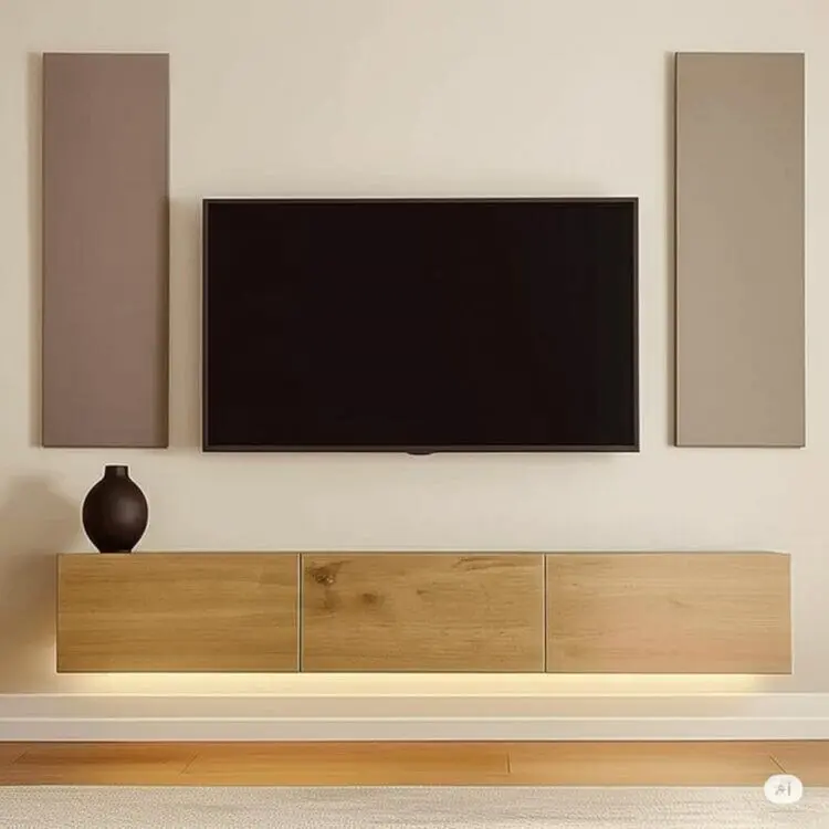 Maykoosh Wall-Mount Floating TV Stand - 65in Width TV Console Table with Cable Management, Storage Shelves, Sturdy Compact Design, Minimalist Modern Multimedia Centre for Apartments