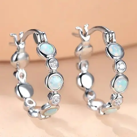 1 Pair Pretty Cubic Zirconia Hoop Earrings For Women For Wedding Engagement Anniversary Party Jewelry Valentine's Day Gift