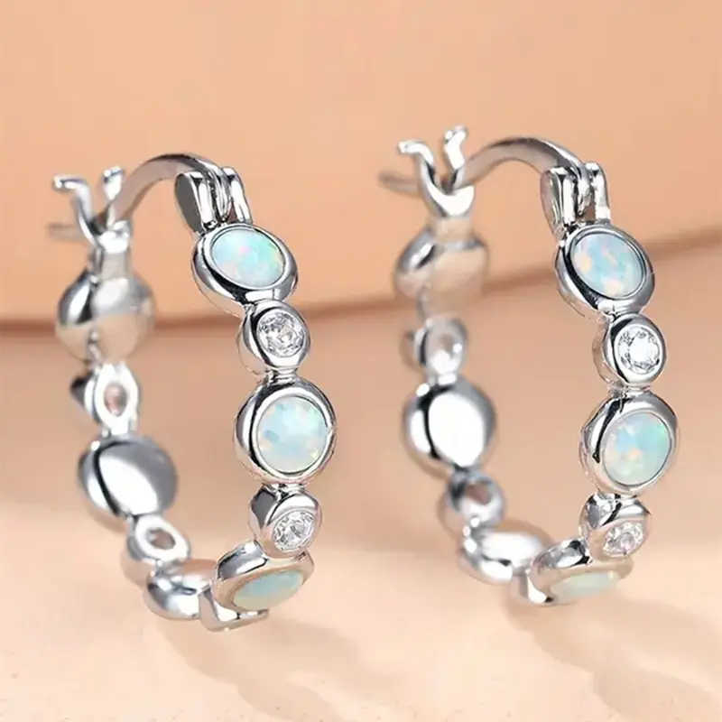 1 Pair Pretty Cubic Zirconia Hoop Earrings For Women For Wedding Engagement Anniversary Party Jewelry Valentine's Day Gift