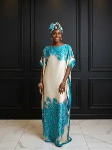 Women's Peacock Print Cape Shawl & Scarf Set, Elegant Beach Cover-Up For Holiday Vacation, Swimsuit Cover Up