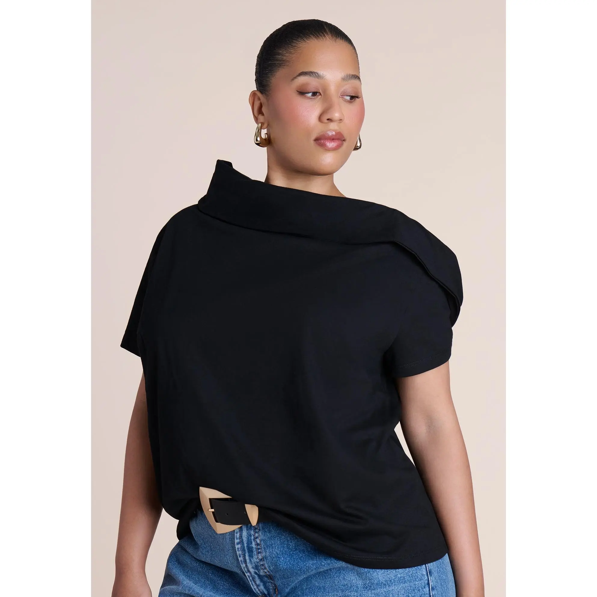 ELOQUII Women's Plus Size High-Neck Draped Top