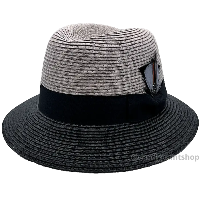 Chicano Homage Fedoras - Grey/Black Whittier Collection Faux Milan Lowrider Derby