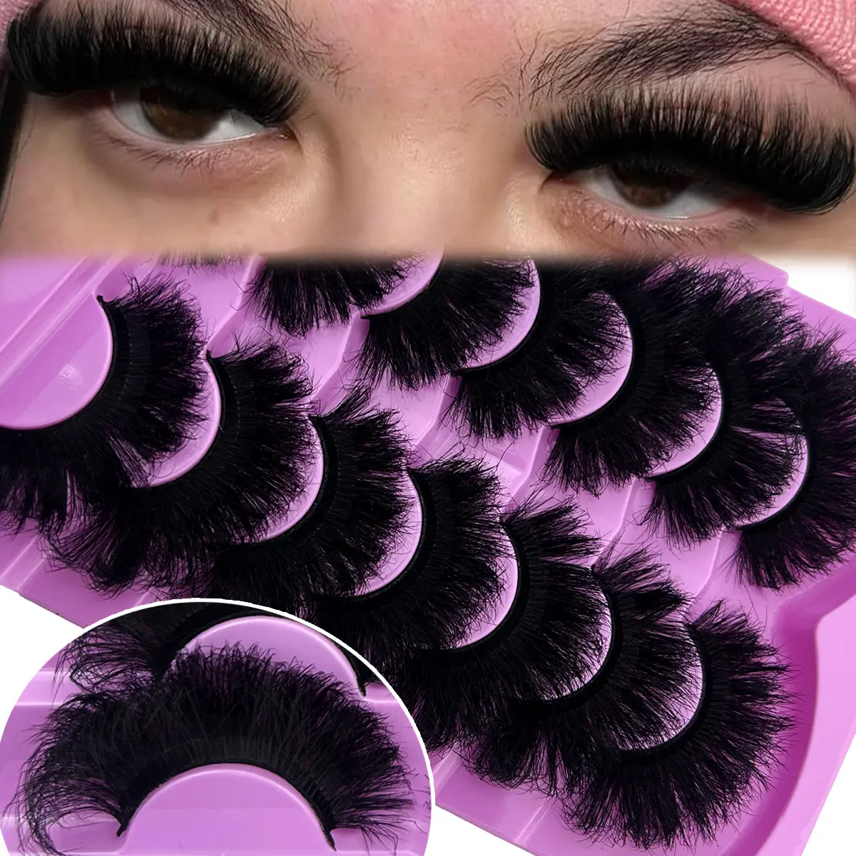 New 7 Pairs Russian Curl False Eyelashes, Artificial Mink Lashes, Natural Look D Curl Voluminous Fake Lashes, Reusable Dramatic Long Lasting Makeup, Fluffy Lashes