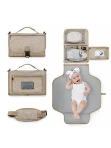 Portable Baby Changing Mat - Foldable Waterproof Diaper Pad with Shoulder Strap & Wipes Pocket, Outdoor Travel Friendly, Multifunctional Diaper Bag, Travel Diaper Tote