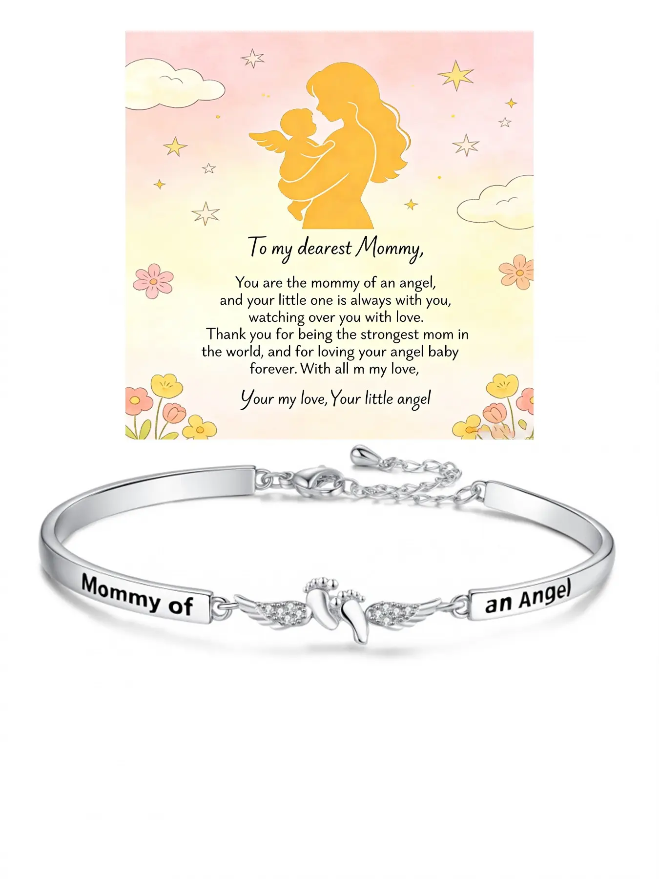 Mother's Day Gift, Jewelry Gifts, Angel Hand Chain, Mommy of an Angel, Baby Memorial Bracelet, Miscarriage Jewelry, Infant Loss Tribute, Comfort for Strong Moms