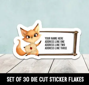 Fox Letters Die Cut Stickers First Class Return Address Labels