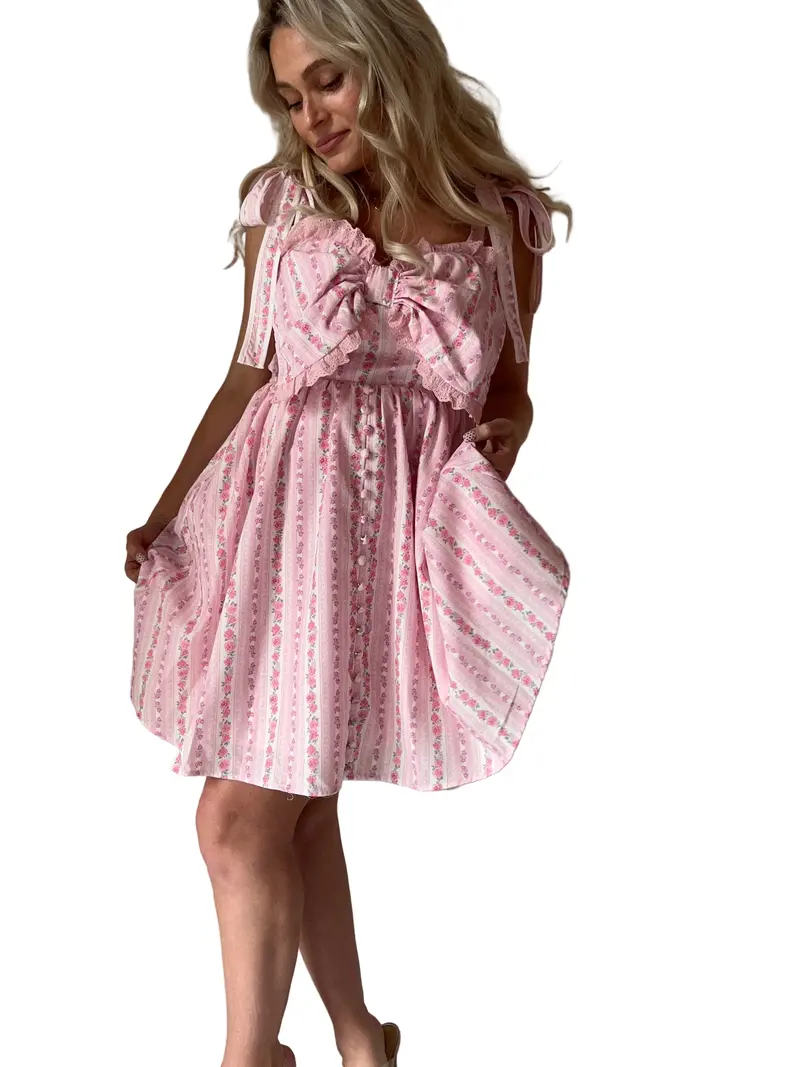 endless rose satin bow mini dress anthropolgy - TikTok Shop